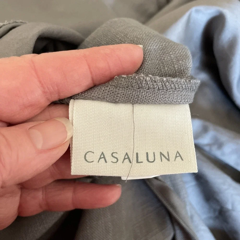Casaluna Heavyweight Linen Blend Duvet Cover King Size Gray Reversible Zip Close